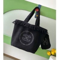 Luxury Cheap Chanel Coco Beach Bag A7567 Black 2025