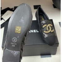 Sumptuous Chanel Lambskin Leather Flat Loafers with Chain CC Black 2025 CH103103 1031105