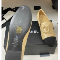 Best Product Chanel Lambskin Leather Flat Loafers with Chain CC Beige 2025 CH103103 1031107