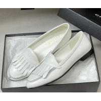 Buy Luxury Chanel Calfskin Leather Flat Loafers with Tassel White 2025 CH103104 1031109
