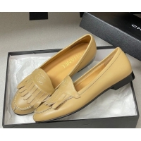 Top Grade Chanel Calfskin Leather Flat Loafers with Tassel Beige 2025 CH103104 1031110