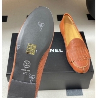 Unique Style Chanel Calfskin Leather Flat Loafers with Tassel Brown 2025 CH103104 1031111