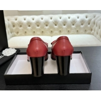 Good Quality Chanel Lambskin Leather Pumps with CC Foldover Red 2025 G46692 1031120