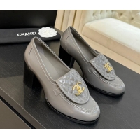 Big Discount Chanel Shiny Lambskin Pumps with CC Foldover Grey 2025 G46692 1031121