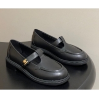 Best Grade Chanel Calfskin Leather T Loafers Black 2025 G46799 1031133