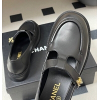 Best Grade Chanel Calfskin Leather T Loafers Black 2025 G46799 1031133
