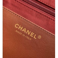 Top Grade Chanel Maxi Hobo Bag Original Shiny Calfskin Leather AS5838 Brown/Gold