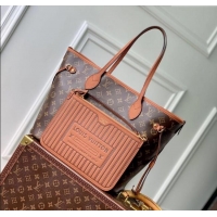 New Fashion Louis Vuitton Neverfull Bandouliere Inside Out MM Tote bag Monogram Canvas/Tan Brown Leather M12061 2025
