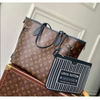 Promotional Louis Vuitton Neverfull Bandouliere Inside Out MM Tote bag Monogram Canvas/Navy Blue Leather M14994 2025