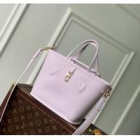 Best Quality Louis Vuitton Neverfull Inside Out BB Tote Bag in Misty Lilac Purple Leather/Monogram Canvas M25656 2025