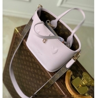 Best Quality Louis Vuitton Neverfull Inside Out BB Tote Bag in Misty Lilac Purple Leather/Monogram Canvas M25656 2025
