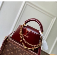 Famous Brand Louis Vuitton Capucines East-West Mini Bag in Leather M25473 Grenat Red 2025