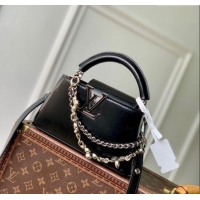 Top Quality Louis Vuitton Capucines East-West Mini Bag in Leather M25473 Black 2025