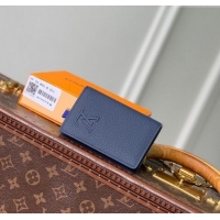 Best Grade Louis Vuitton Pocket Organizer Wallet in Waxy calfskin leather M25984 Navy Blue 2025