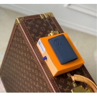 Best Grade Louis Vuitton Pocket Organizer Wallet in Waxy calfskin leather M25984 Navy Blue 2025