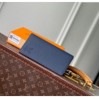 Low Price Louis Vuitton Brazza Wallet in Grained Leather M25978 Navy Blue 2025