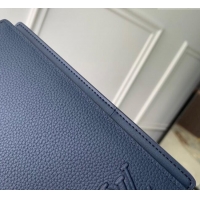 Low Price Louis Vuitton Brazza Wallet in Grained Leather M25978 Navy Blue 2025