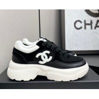 Best Product Chanel Calfskin Leather, Suede and Fabric Platform Sneakers Black 2025 CH110102 101004