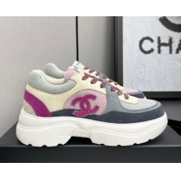 Popular Style Chanel Calfskin Leather, Suede and Fabric Platform Sneakers Multicolor07 2025 CH110102 1101007