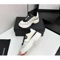 Purchase Chanel Calfskin Leather and Suede Platform Sneakers Yellow 20 2025 CH110102 1101020