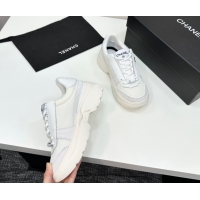 Good Product Chanel Calfskin Leather, Suede and Mesh Platform Sneakers White 21 2025 CH110102 1101021