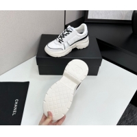 Low Cost Chanel Calfskin Leather, Suede and Quilted Fabric Platform Sneakers White 23 2025 CH110102 1101023
