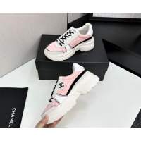 Big Discount Chanel Calfskin Leather, Suede and Quilted Fabric Platform Sneakers Pink 2025 CH110102 1101025