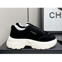 Perfect Chanel Suede Platform Sneakers with Signature Black 2025 CH110103 1101031