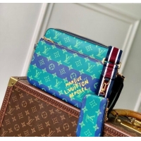 Good Quality Louis Vuitton Mens Trio Messenger Bag in Blue Stripes Monogram Heritage Canvas M26026 2025