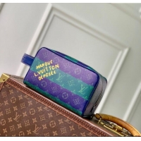 Promotional Louis Vuitton Mens Locker Dopp Kit Clutch in Blue Stripes Monogram Heritage Canvas M25902 2025
