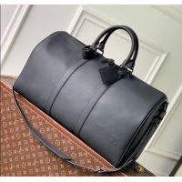 Affordable Price Louis Vuitton Mens Keepall Bandouliere 50 Travel bag in Waxy calfskin M26118 Black 2025