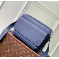 Top Quality Louis Vuitton Men's Boarding Messenger bag in Waxy calfskin M15260 Navy Blue 2025