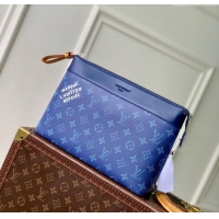 Affordable Price Louis Vuitton Pochette Voyage Souple Pouch in Monogram Heritage Canvas M12665 Blue 2025