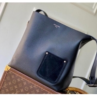 Famous Brand Louis Vuitton Mens Verso Hobo Bag in LV Touch Leather M27022 Black 2025