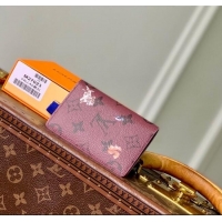 Grade Design Louis Vuitton Pocket Organizer Wallet in Monogram Forest Canvas M27021 Burgundy 2025