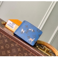 Top Quality Louis Vuitton Multiple Wallet in Monogram Forest Canvas M27057 Blue 2025