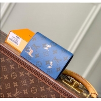 Best Grade Louis Vuitton Passport Cover in Monogram Forest Canvas M27052 Navy Blue 2025