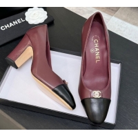 Discount Chanel Lambskin Leather Pumps 9cm with CC Tag Burgundy 2025 G46441 2