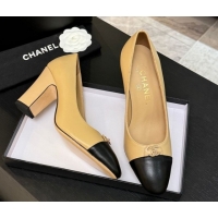 Perfect Chanel Lambskin Leather Pumps 9cm with CC Tag Beige 2025 G46441 2