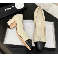 Hot Style Chanel Lambskin Leather Pumps 6.5cm with CC Tag White 2025 G46441