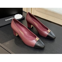Best Product Chanel Lambskin Leather Pumps 6.5cm with CC Tag Burgundy 2025 G46441