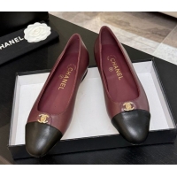 Purchase Chanel Lambskin Leather Ballets Flat with CC Tag Burgundy 2025 G46441