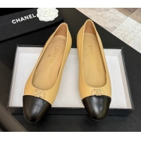 Buy Discount Chanel Lambskin Leather Ballets Flat with CC Tag Beige 2025 G46441