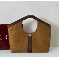 Best Quality Gucci Giglio Large Tote Bag in GG Suede 853971 Brown 2025