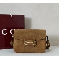 Best Price Gucci Horsebit 1955 Aura small shoulder bag in Suede 847063 Brown 2025