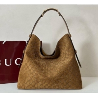 Buy Discount Gucci Beatrix GG Suede large tote bag 850546 Brown 2025