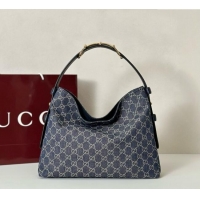 New Fashion Gucci Beatrix GG Denim medium tote bag 850926 Navy Blue 2025