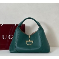 Promotional Gucci Softbit Leather Maxi Shoulder Bag with Oversized Half Horsebit 837466 Green 2025