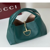 Promotional Gucci Softbit Leather Maxi Shoulder Bag with Oversized Half Horsebit 837466 Green 2025