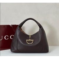 Top Grade Gucci Softbit Leather Maxi Shoulder Bag with Oversized Half Horsebit 837466 Dark Brown 2025